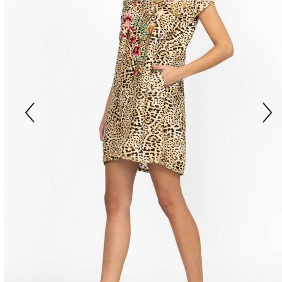 $295 JOHNNY WAS XL NEW LEOPARD EMBROIDERED MAISIE TUNIC DRESS extra large NWT - Picture 3 of 13